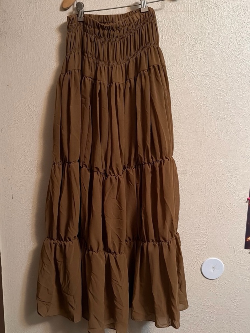 SHEIN Brown Tiered Maxi Skirt